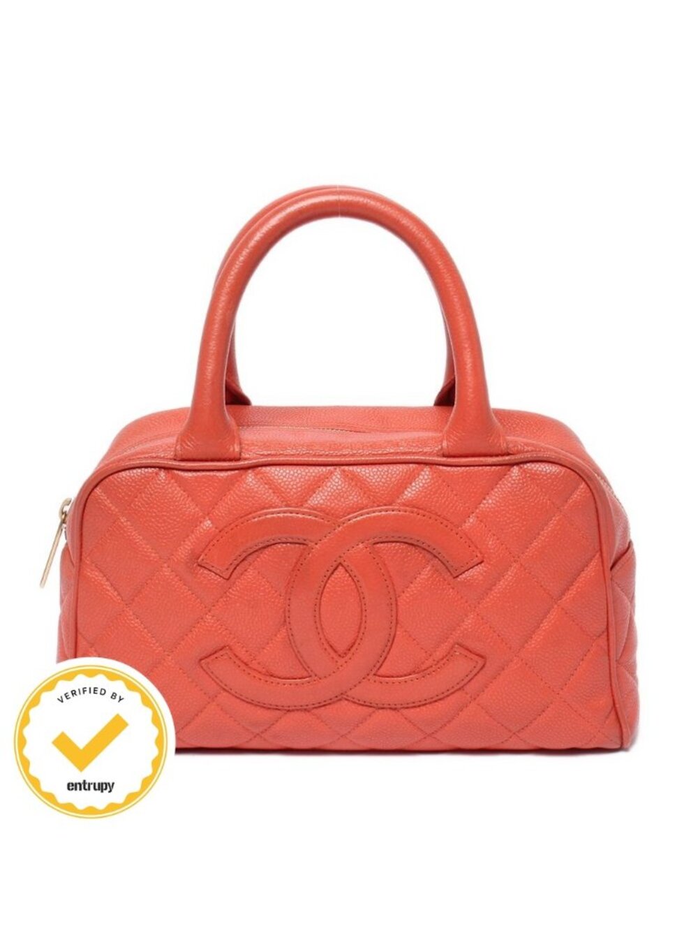 Chanel Handle Mini Boston Bag Quilted Gold